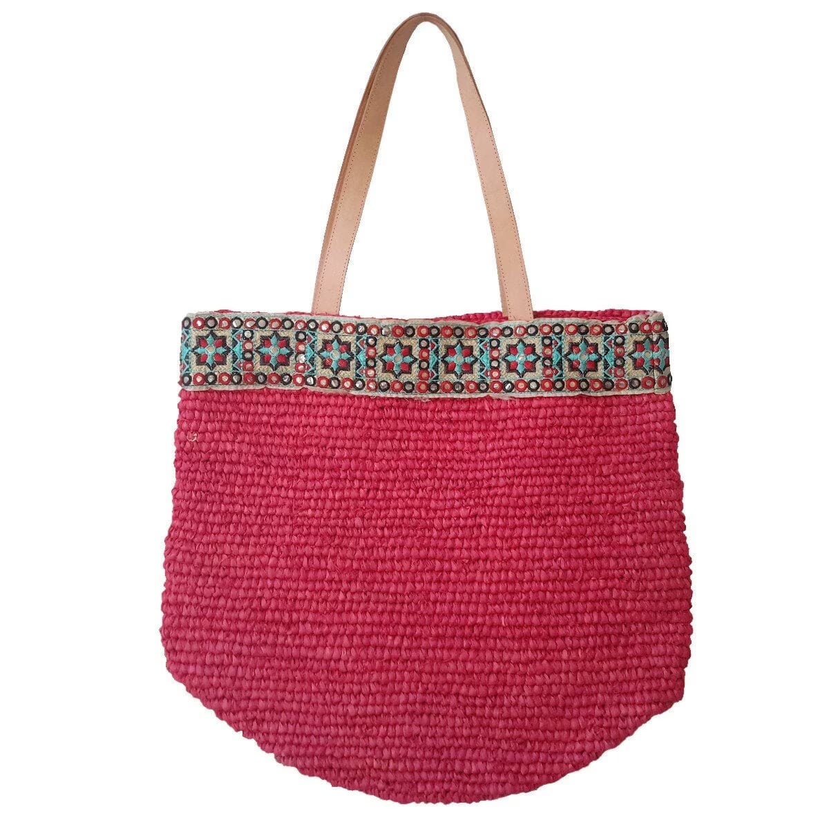 Borsa in rafia ricamata rossa - Collezione Franca