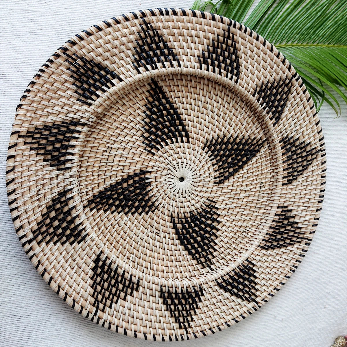 Vassoio rotondo in rattan