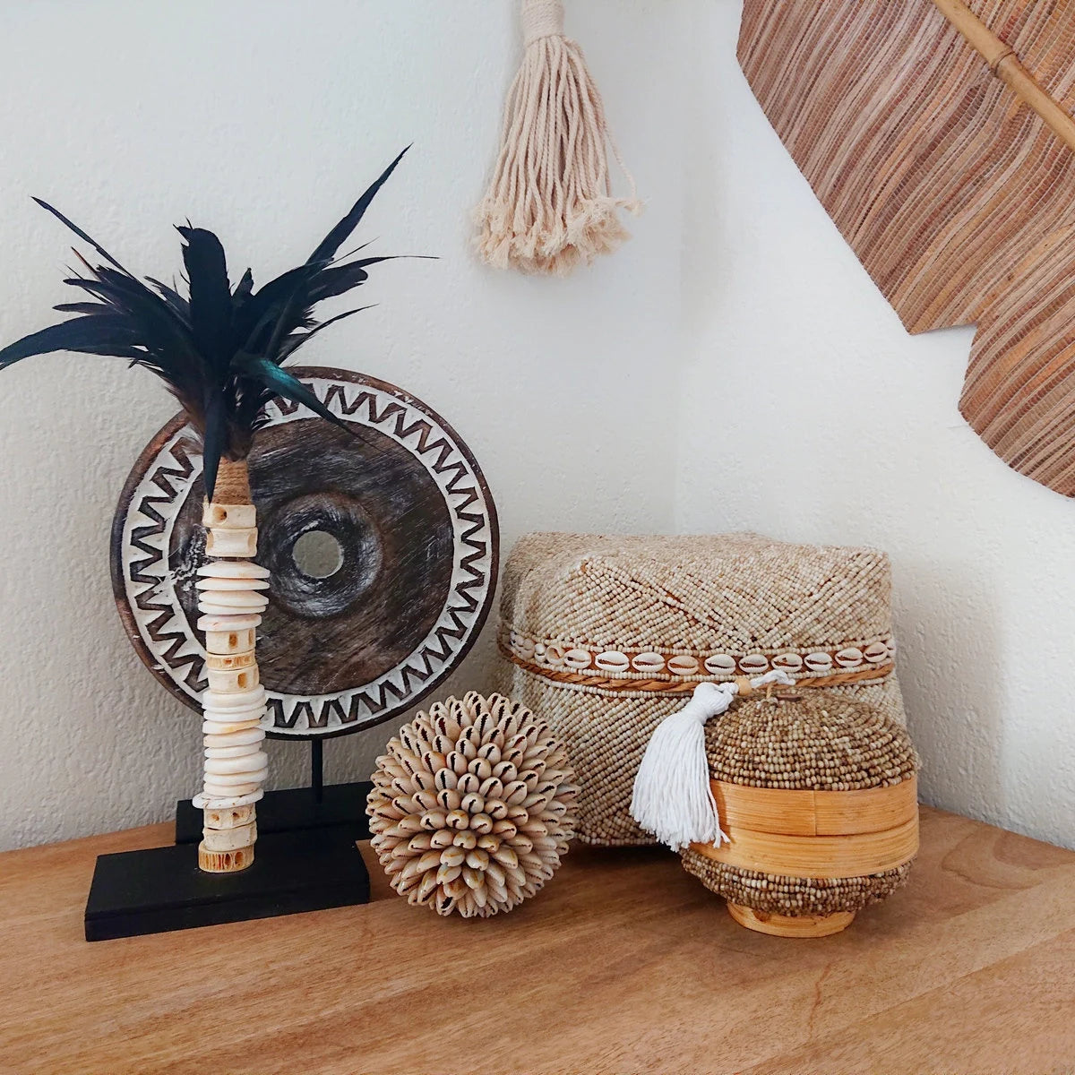 Scatole decorative beige con conchiglie🌿🐚