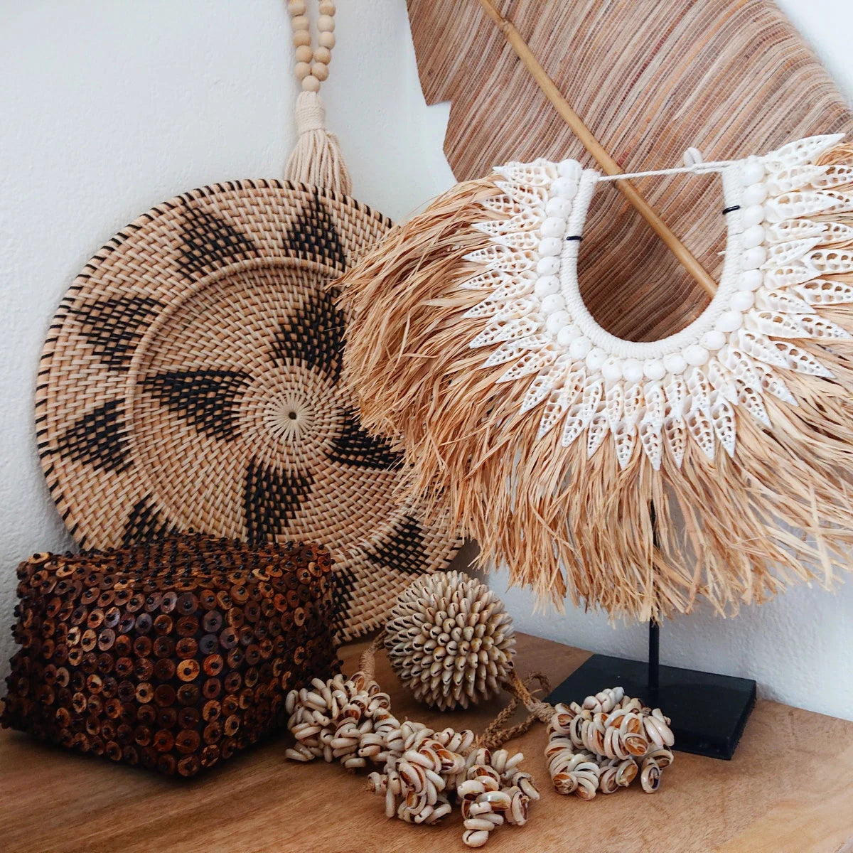 Vassoio rotondo in rattan