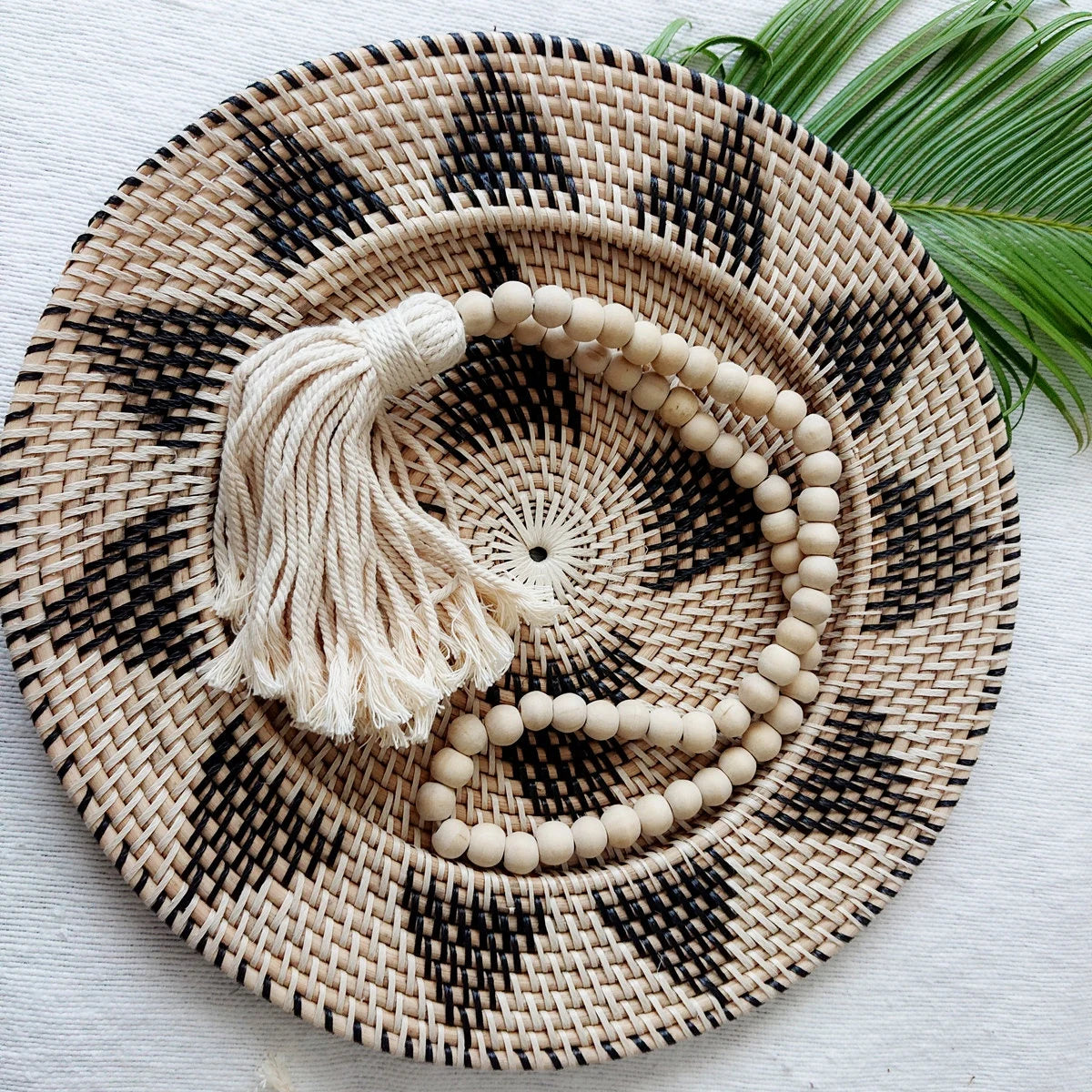 Vassoio rotondo in rattan