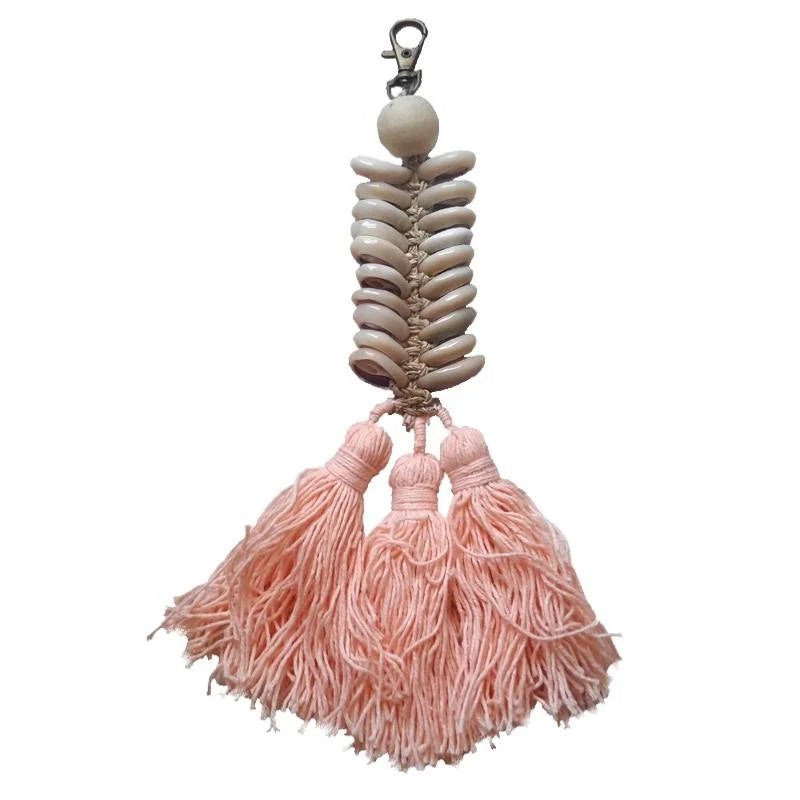 Muschel Schlüsselanhänger mit Pompons