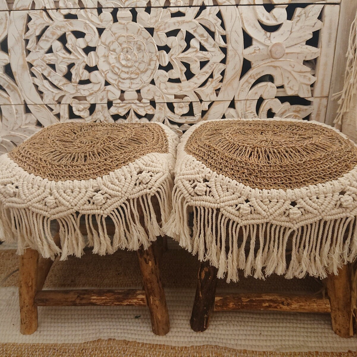 Mantel Individual "Cara" en Junco de Mar y Macramé