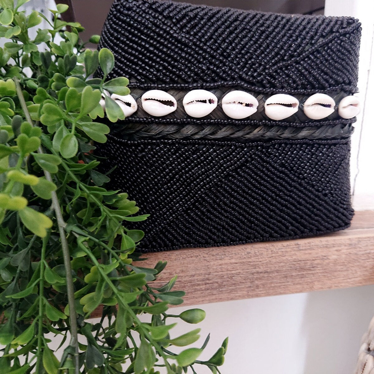 Scatola "Perla" nera con conchiglie 🌿🐚