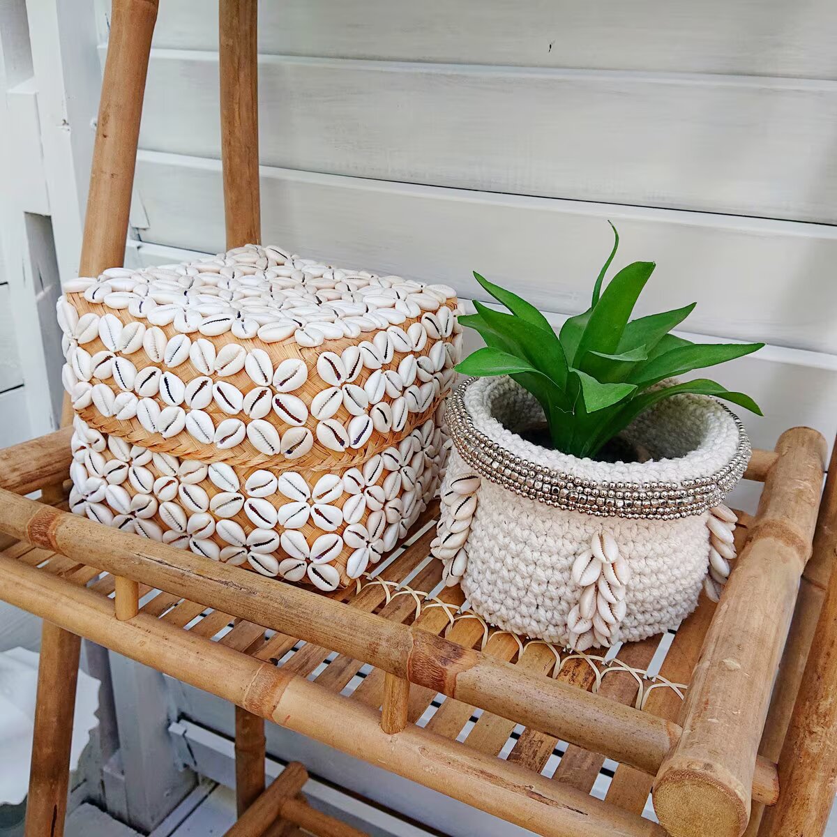 Scatole di bambù "Fiore", Beige 🌿🐚