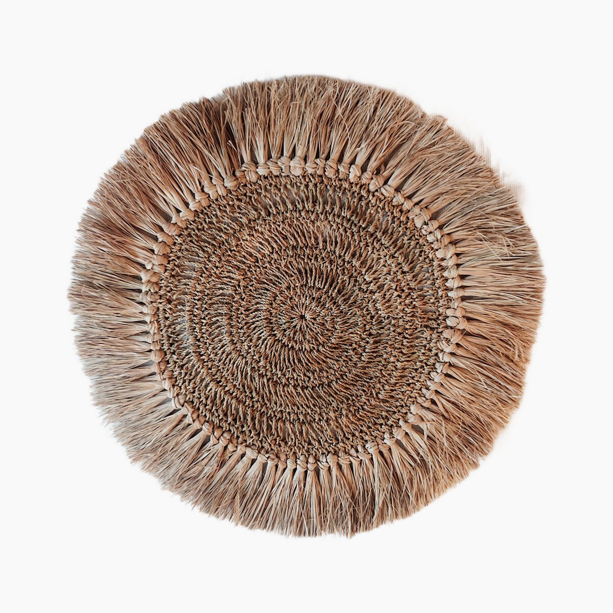 Natürliches Tischset mit Bastfransen D 45cm