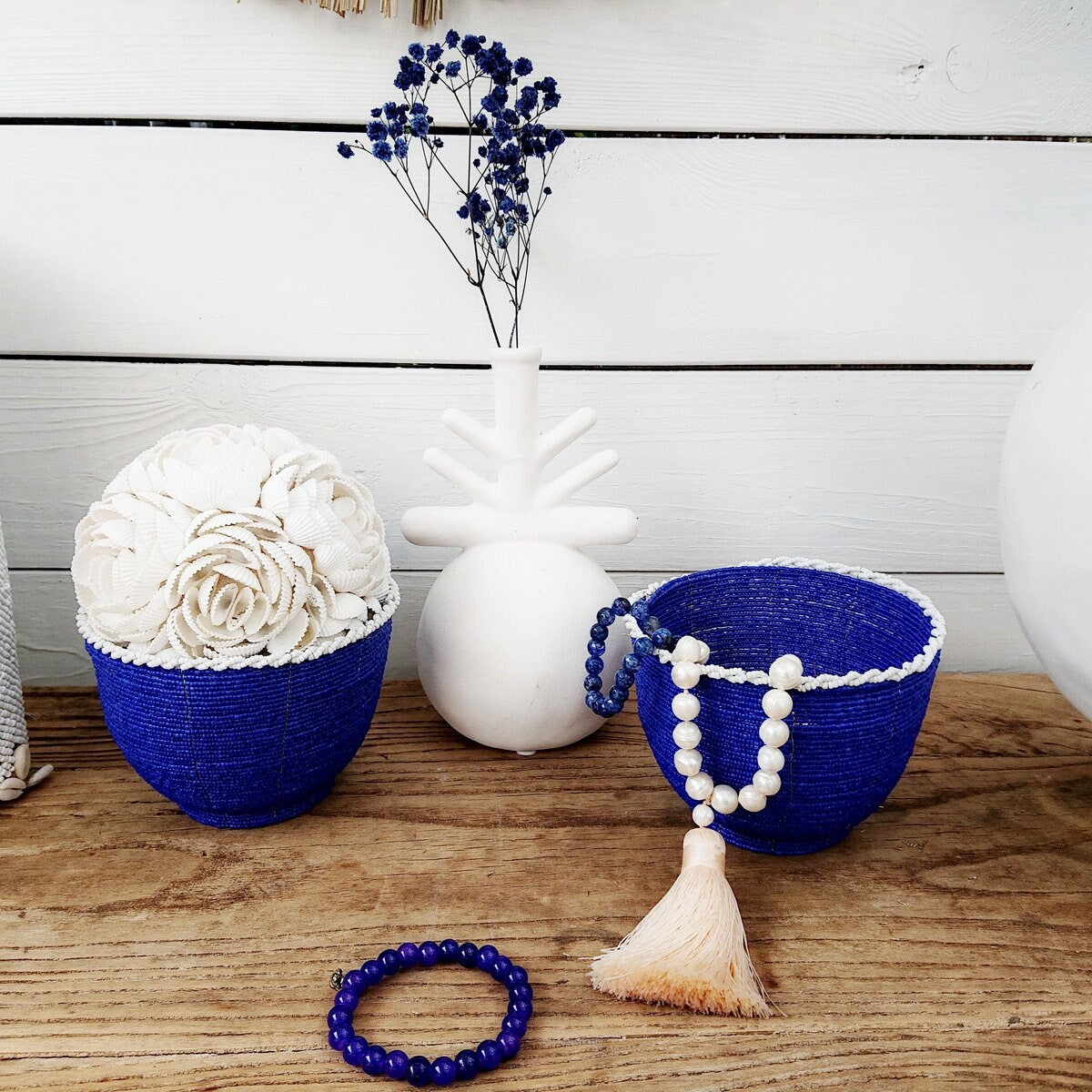 Petit Pot "Lyl" Bleu/Blanc