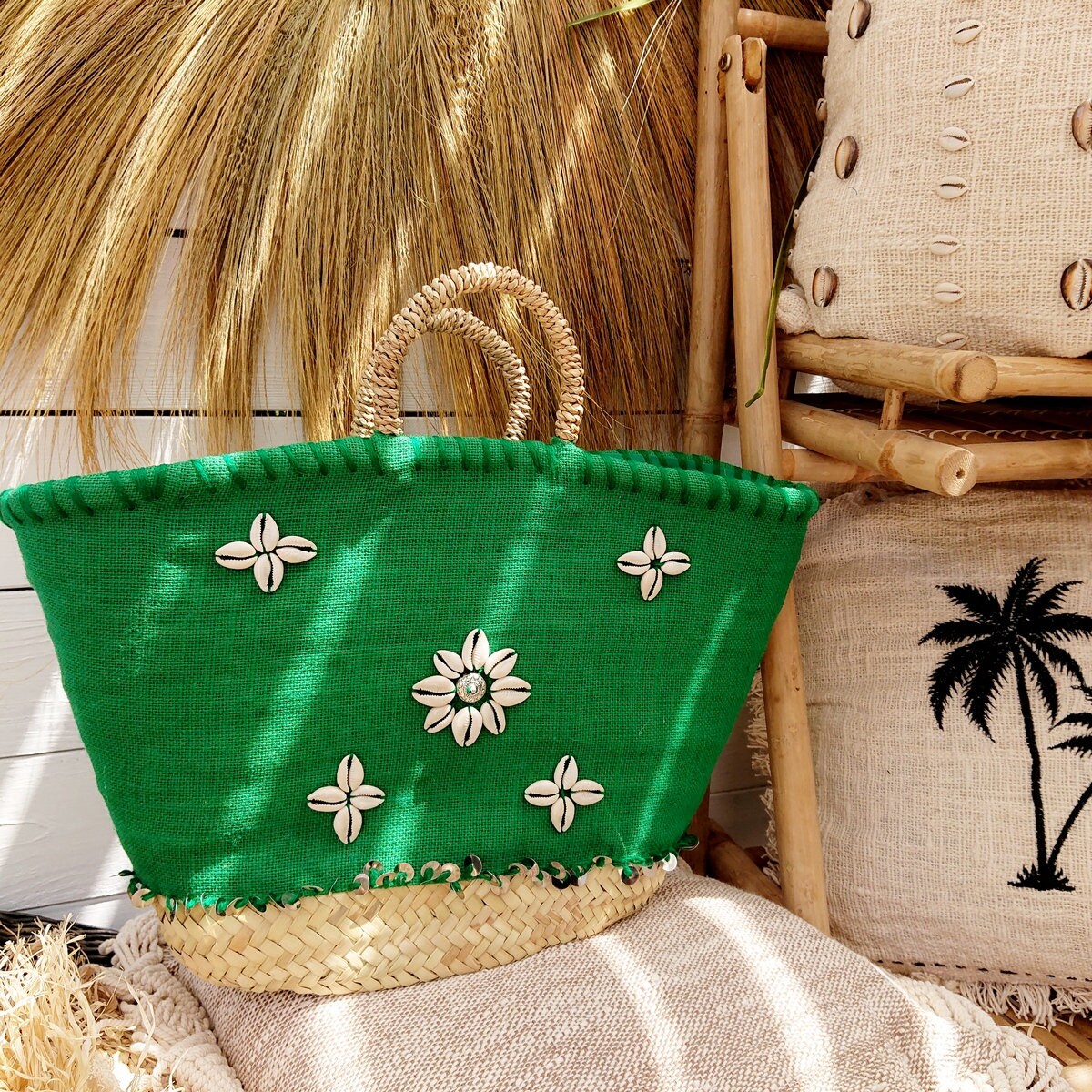 Cestino da spiaggia "Shell" verde
