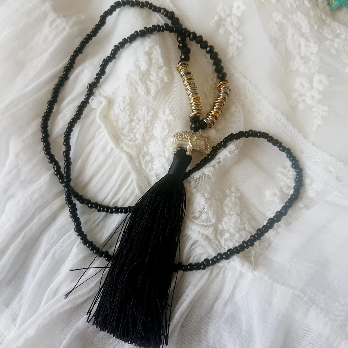 Collana elefante, nero/argento