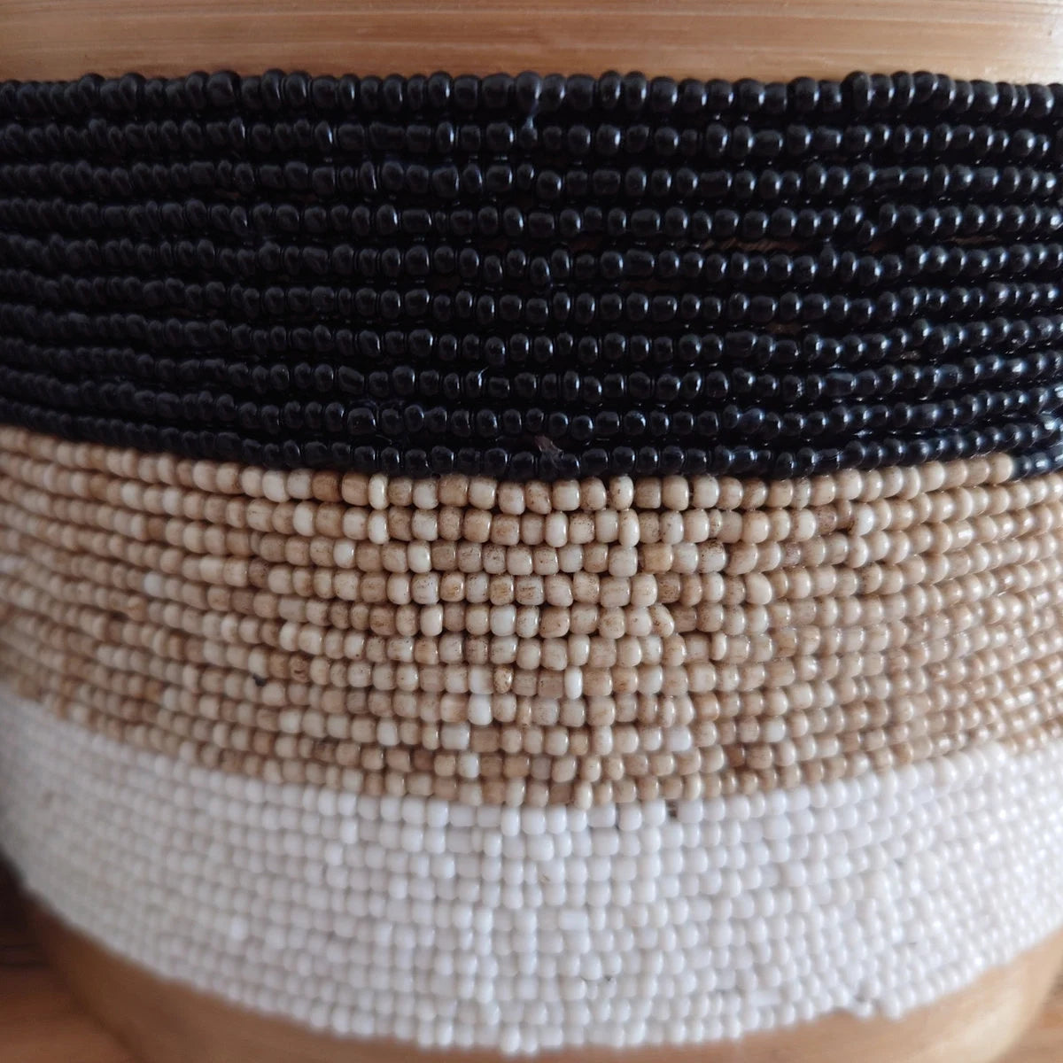 Scatole rotonde per perle e conchiglie Indy, beige/nero 🌿🐚