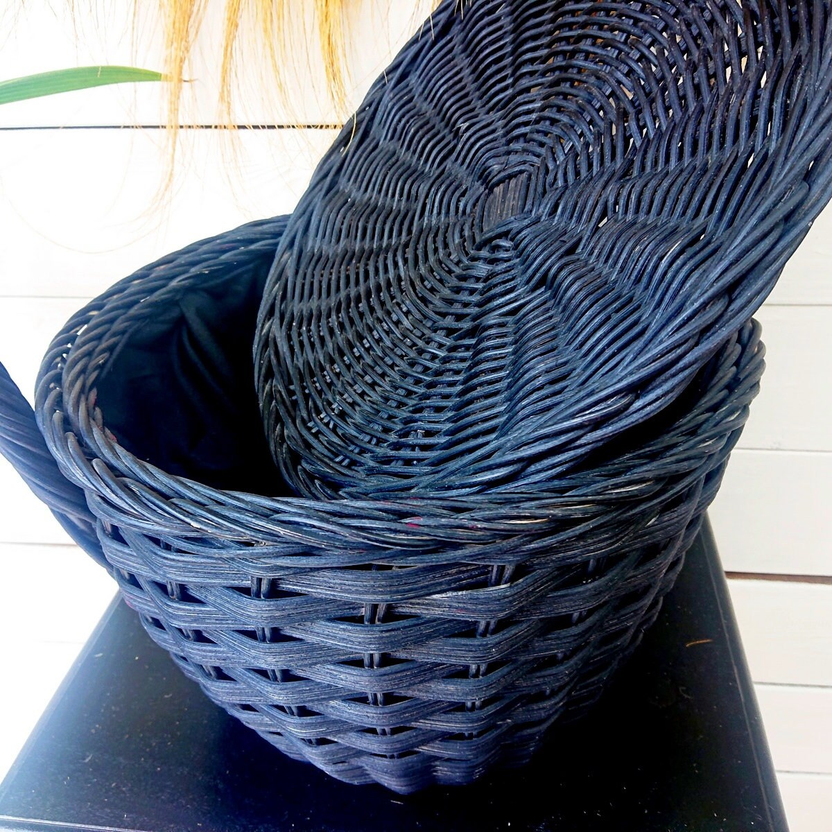 Panier en Osier Naturel Noir