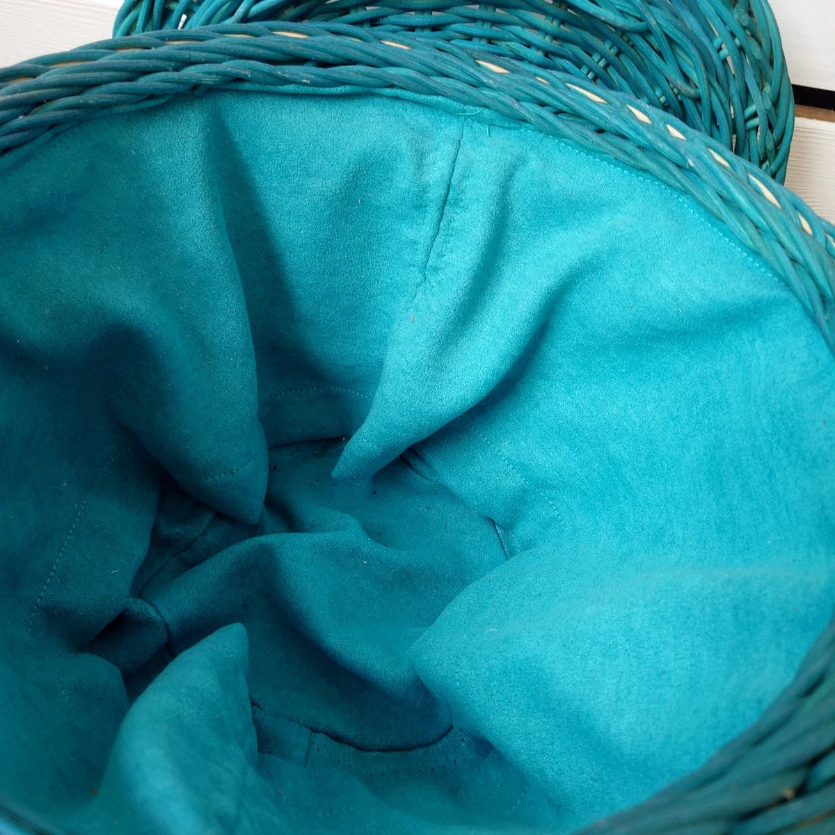 Panier en Osier Naturel Turquoise