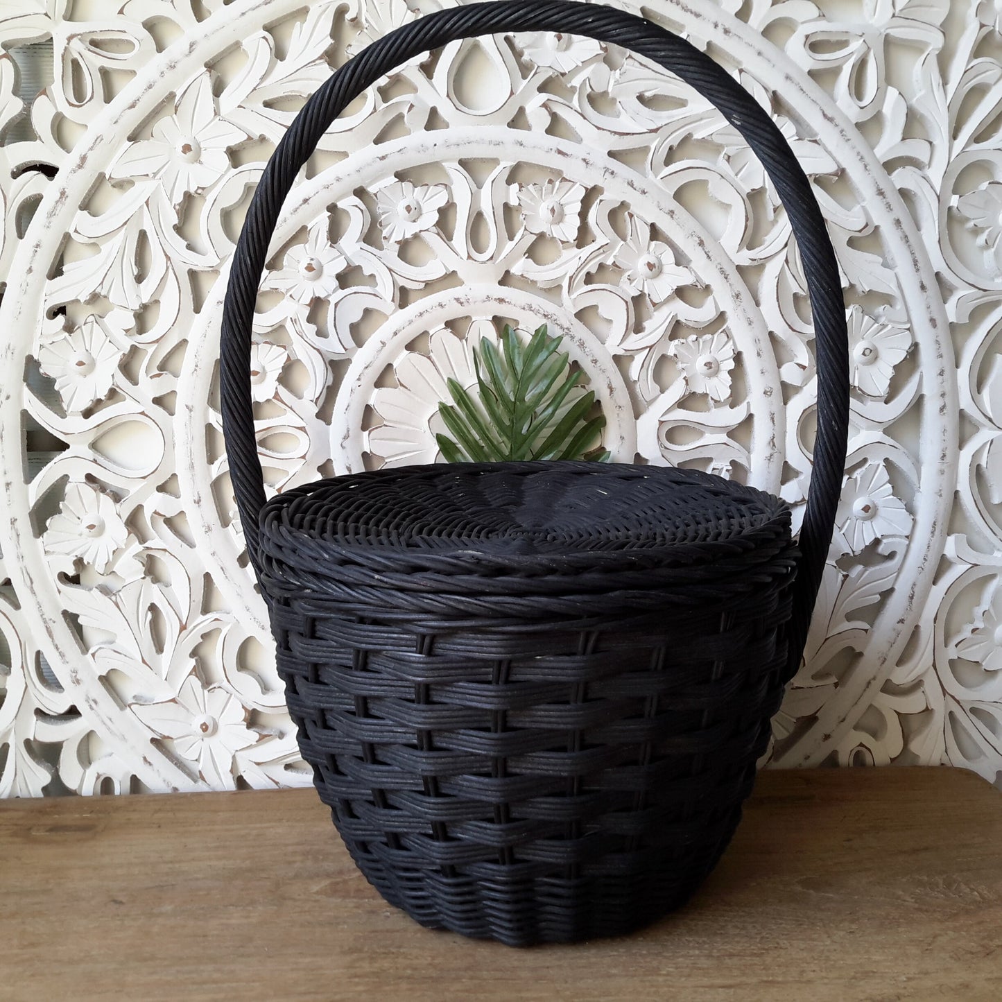 Panier en Osier Naturel Noir