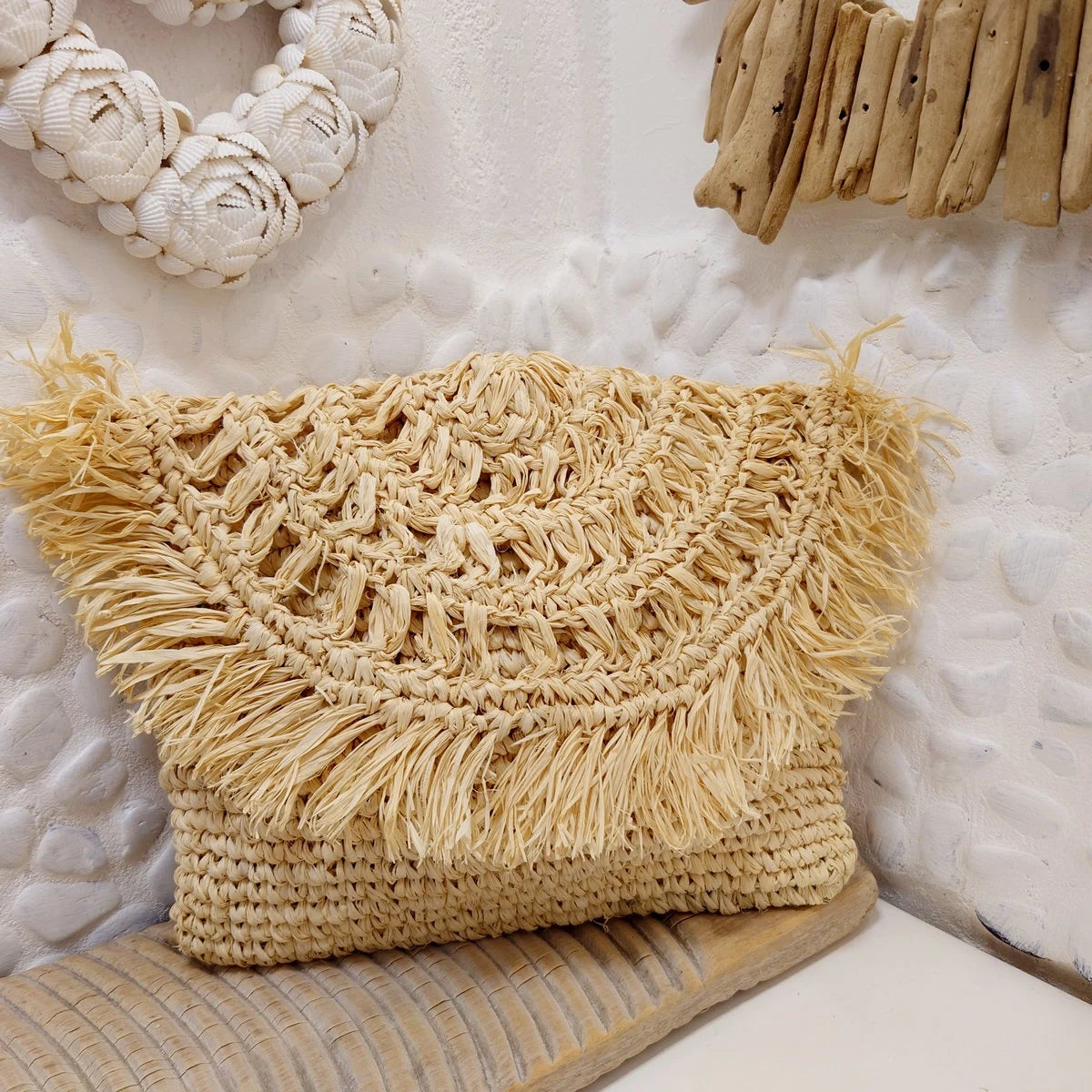 Sacchetto in rafia beige chiaro - Collezione Bona