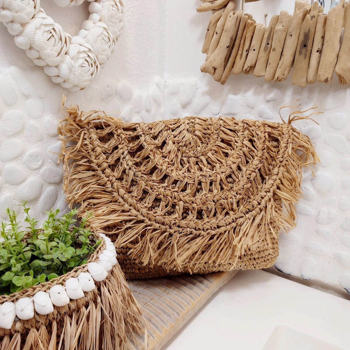 Pochette en Raphia Beige - Collection Bona