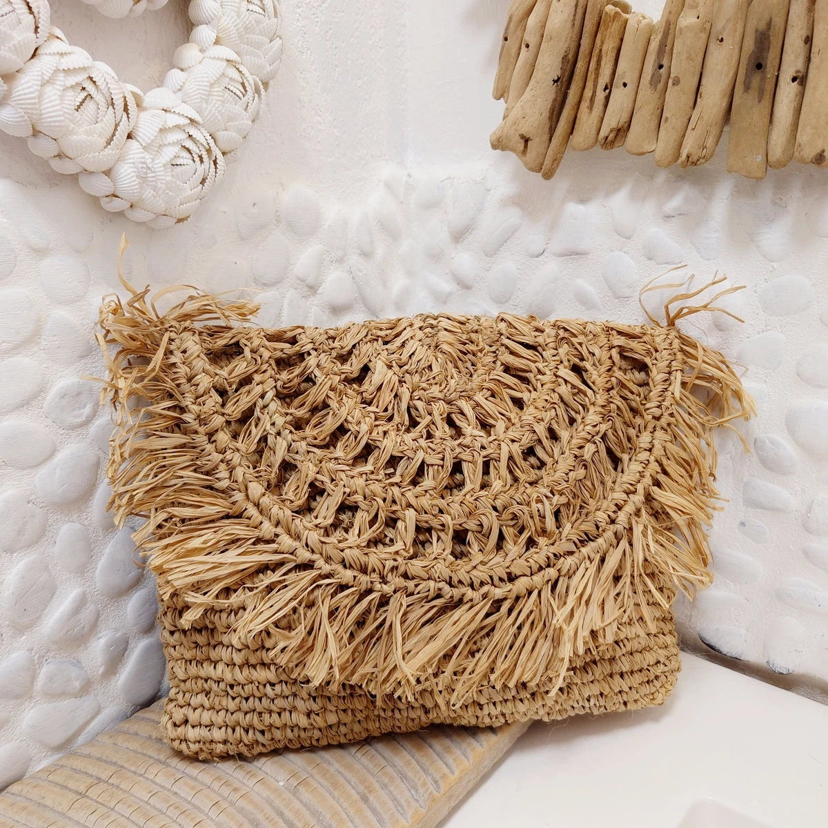 Pochette en Raphia Beige - Collection Bona