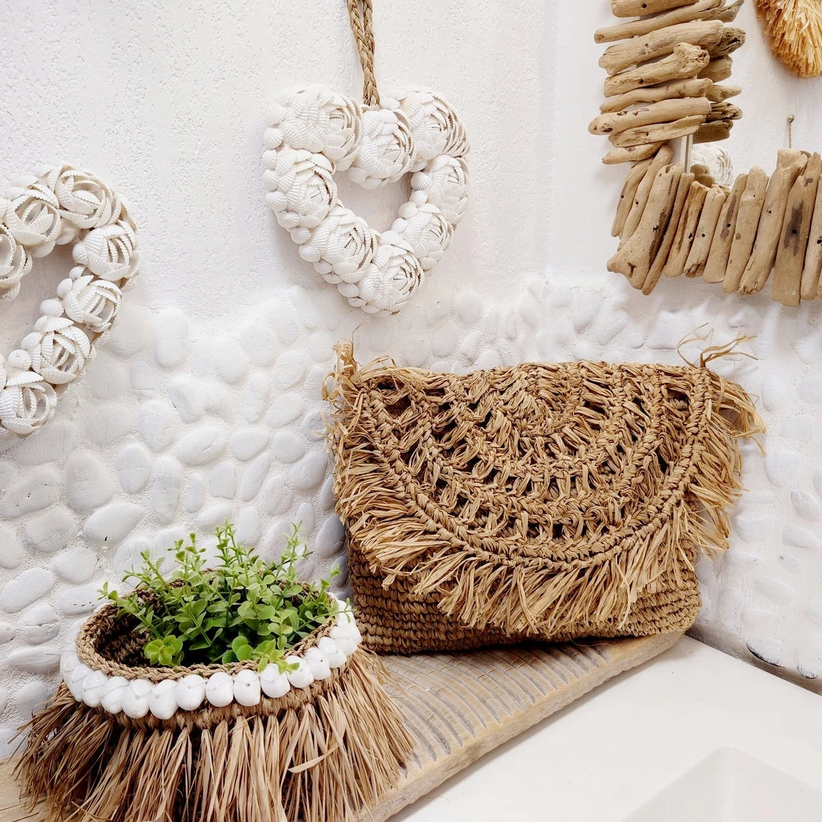 Pochette en Raphia Beige - Collection Bona