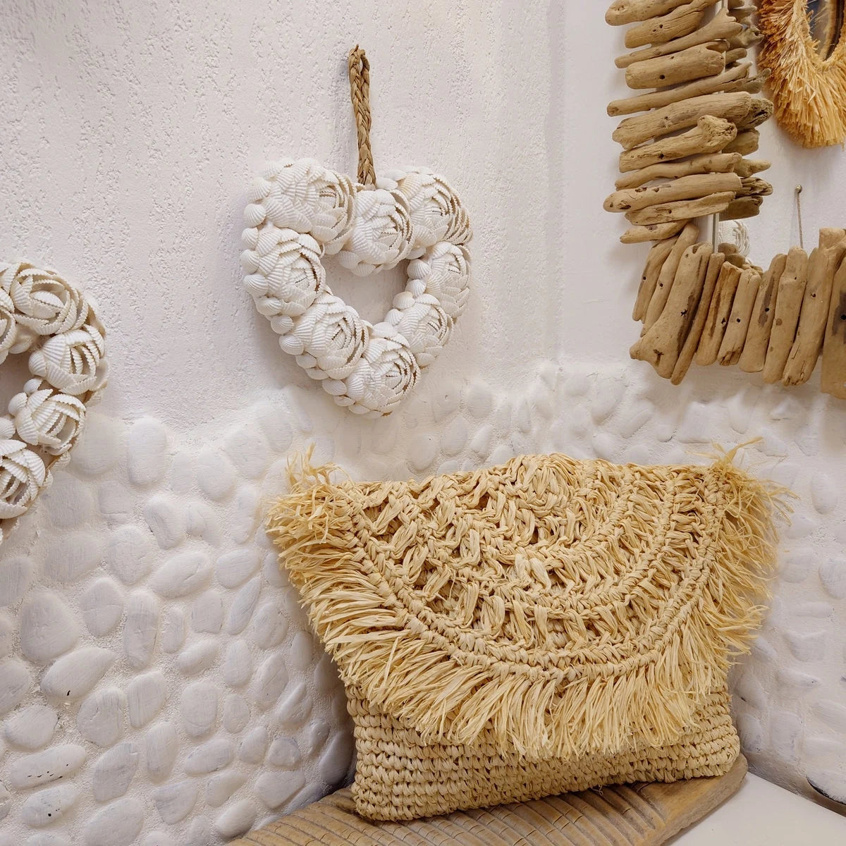 Sacchetto in rafia beige chiaro - Collezione Bona