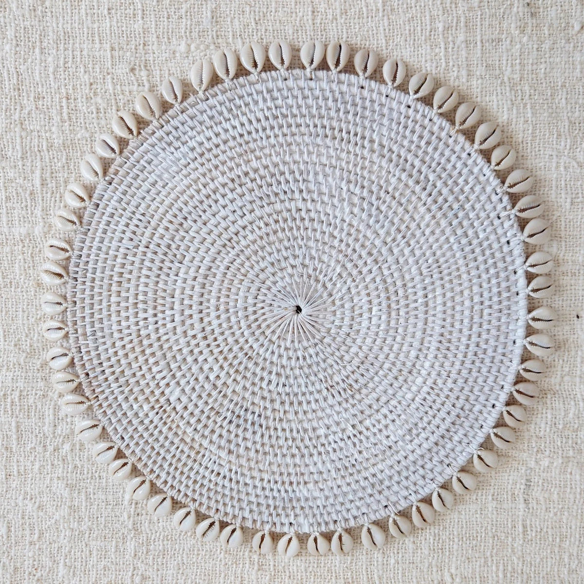 Tischset „Cara“ in Weiß, gealtert, Muscheln