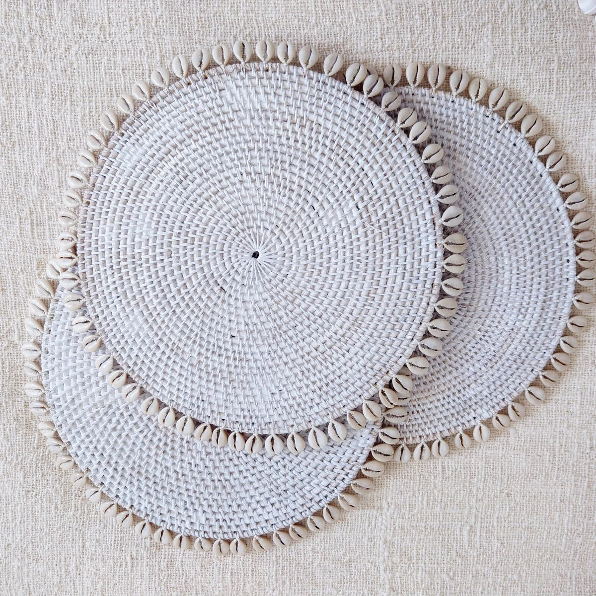 Tischset „Cara“ in Weiß, gealtert, Muscheln