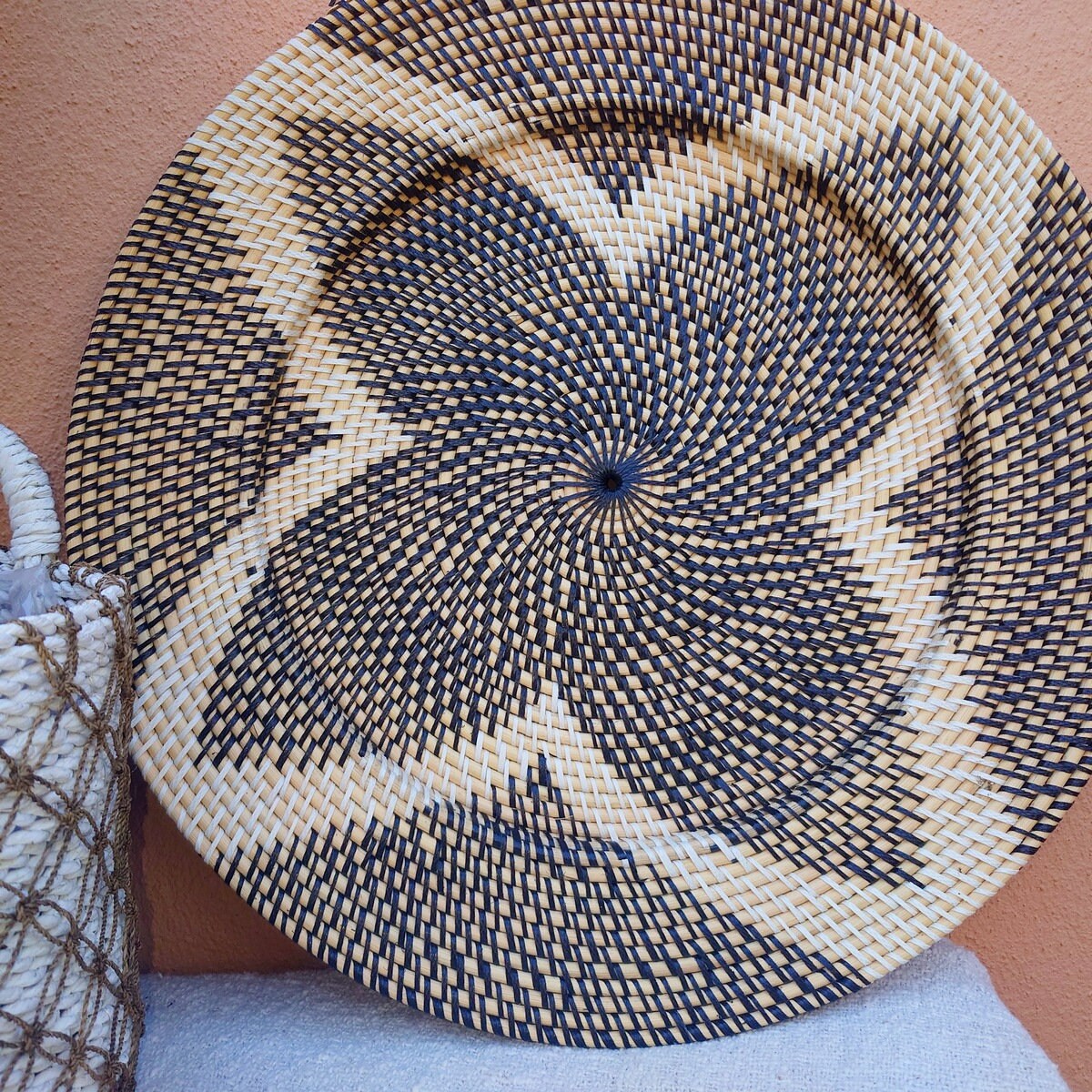 Vassoio rotondo in rattan