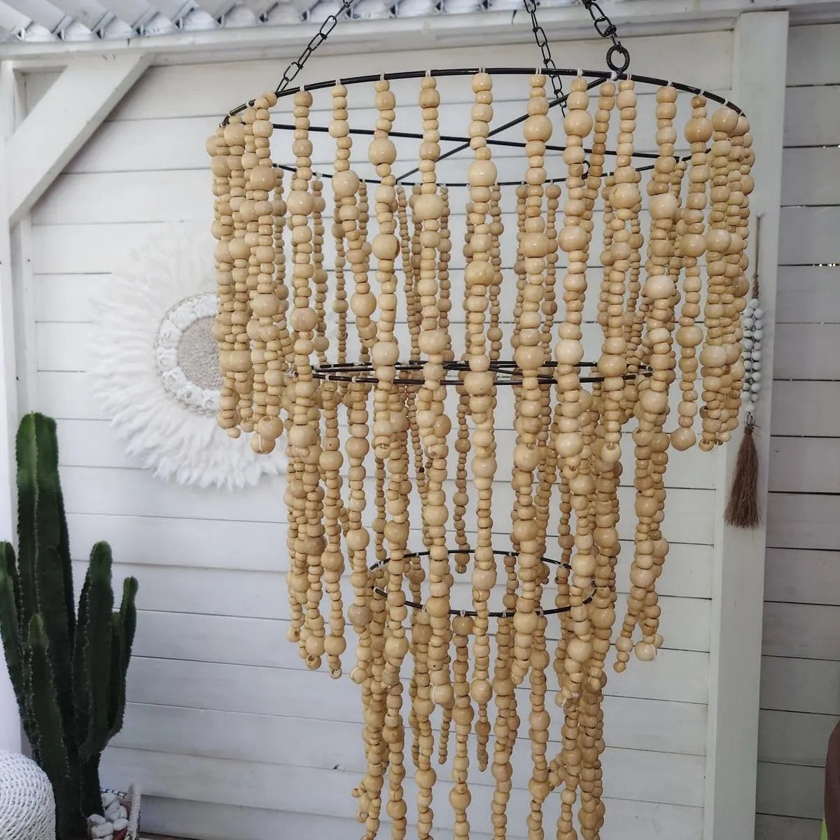 Lámpara Colgante "Mona" de Cuentas de Madera