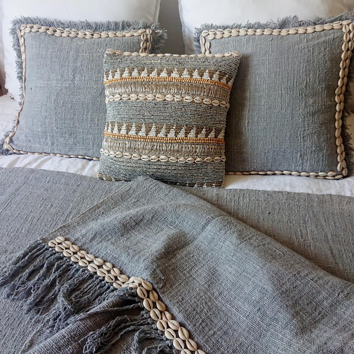 Funda de Cojín "Canga" – Algodón Gris 45x45 cm