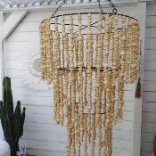 Lustre - suspension "Mona" en perles de bois