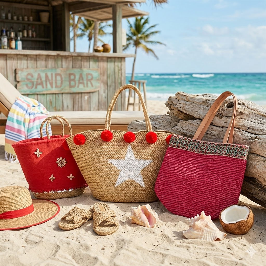 Bolso de Rafia Rojo Bordado - Colección Franca