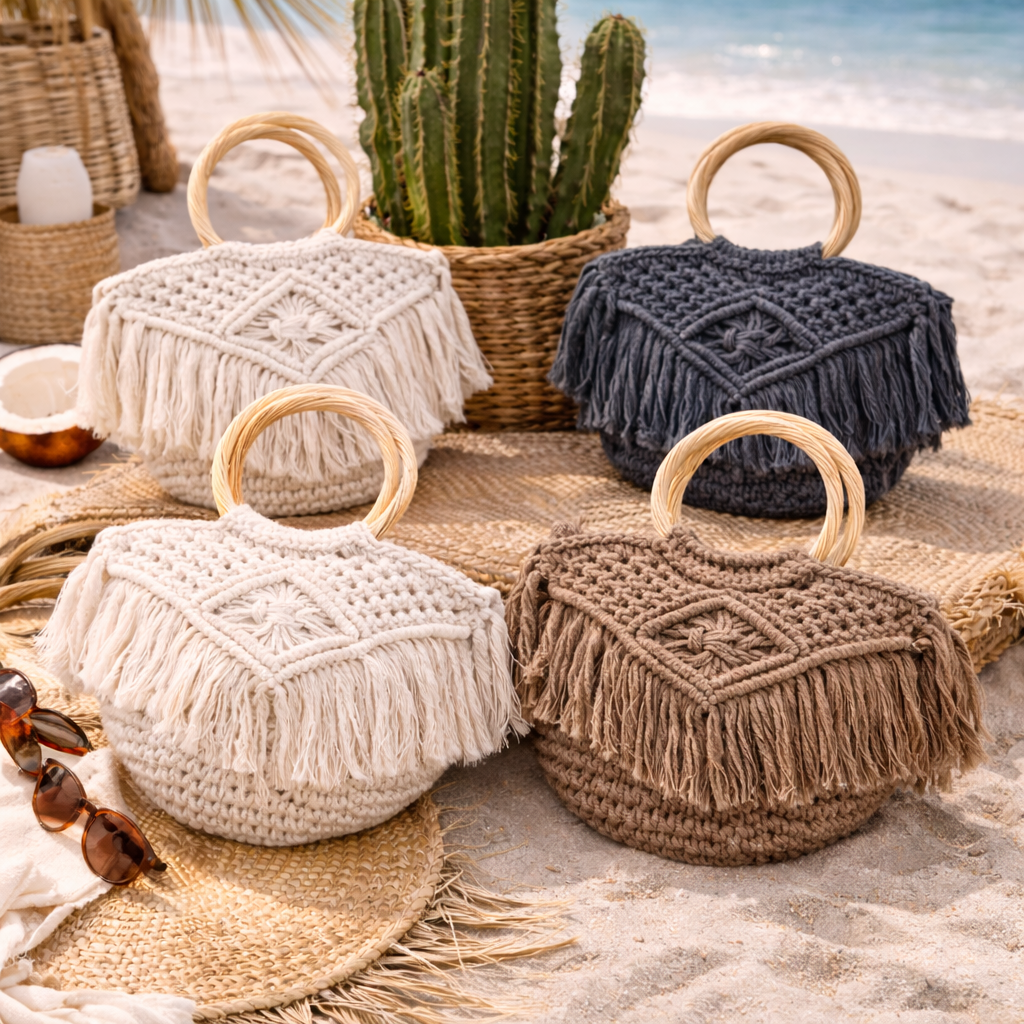 Bolso de Crochet Gris – Colección Luna