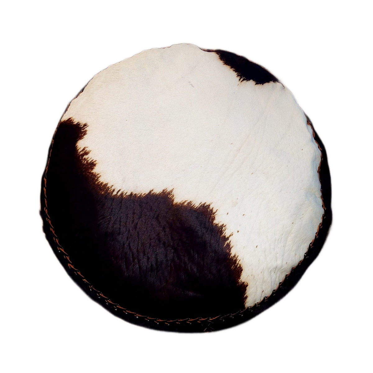 Pouf rond en peau de vache
