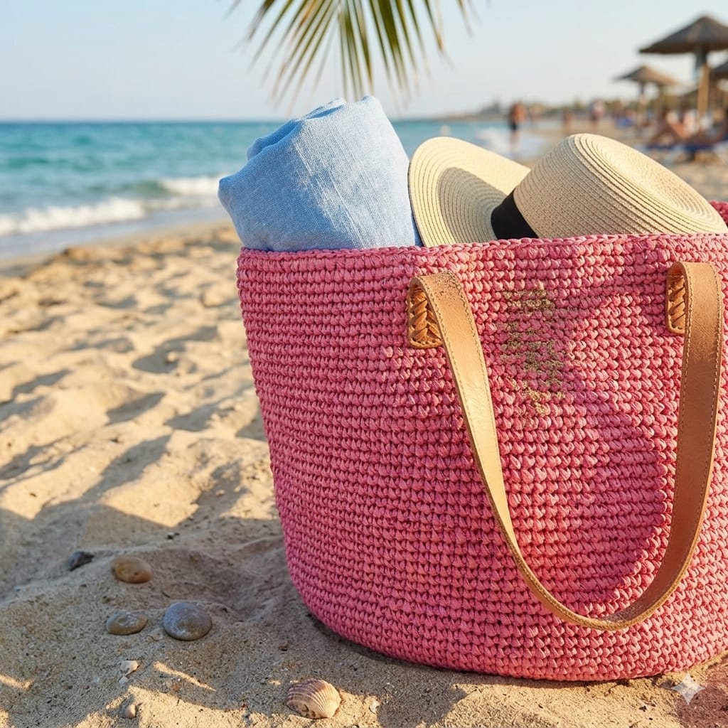 Sac en Raphia Rose - Collection Franca