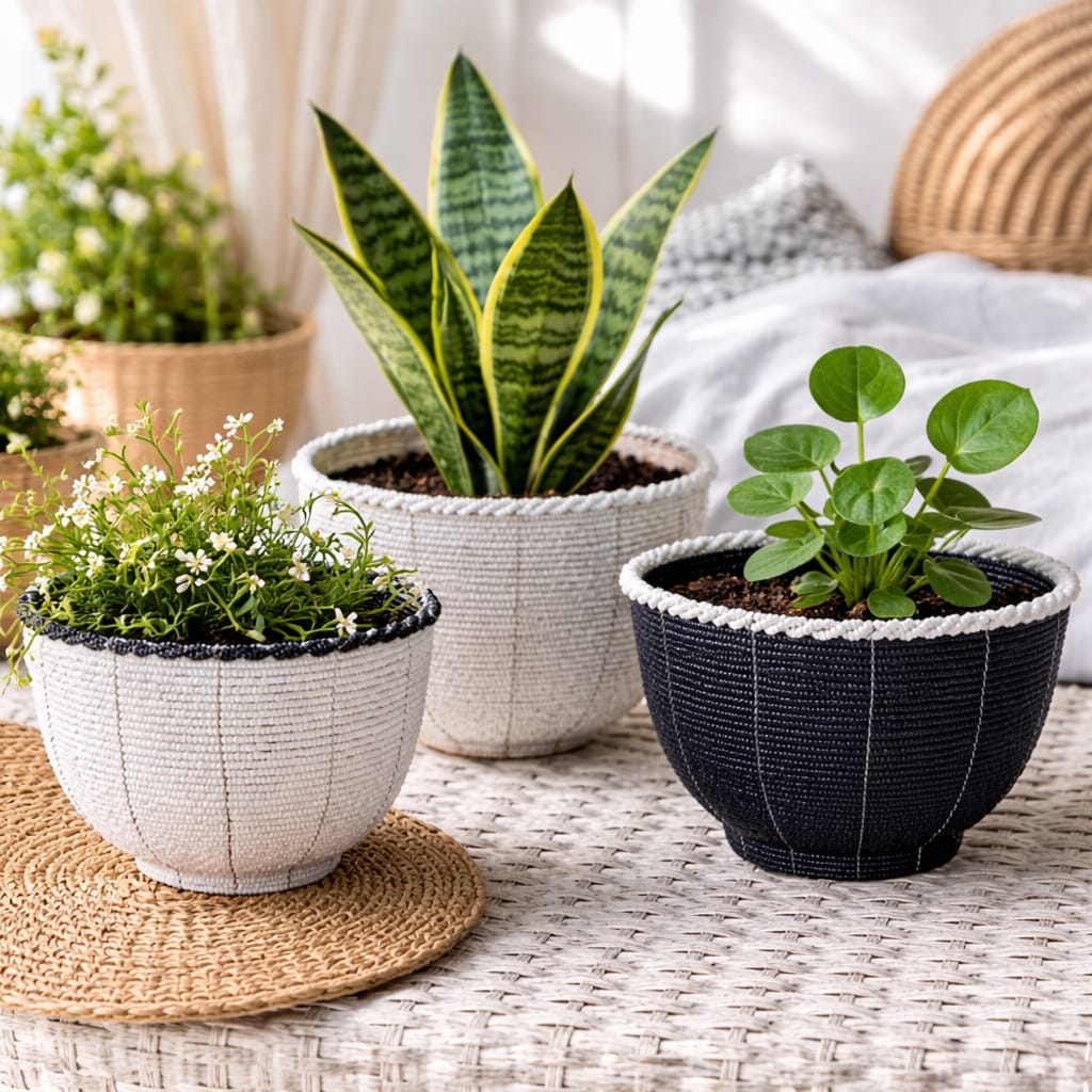 Petit Pot "Lyl" Noir/Blanc