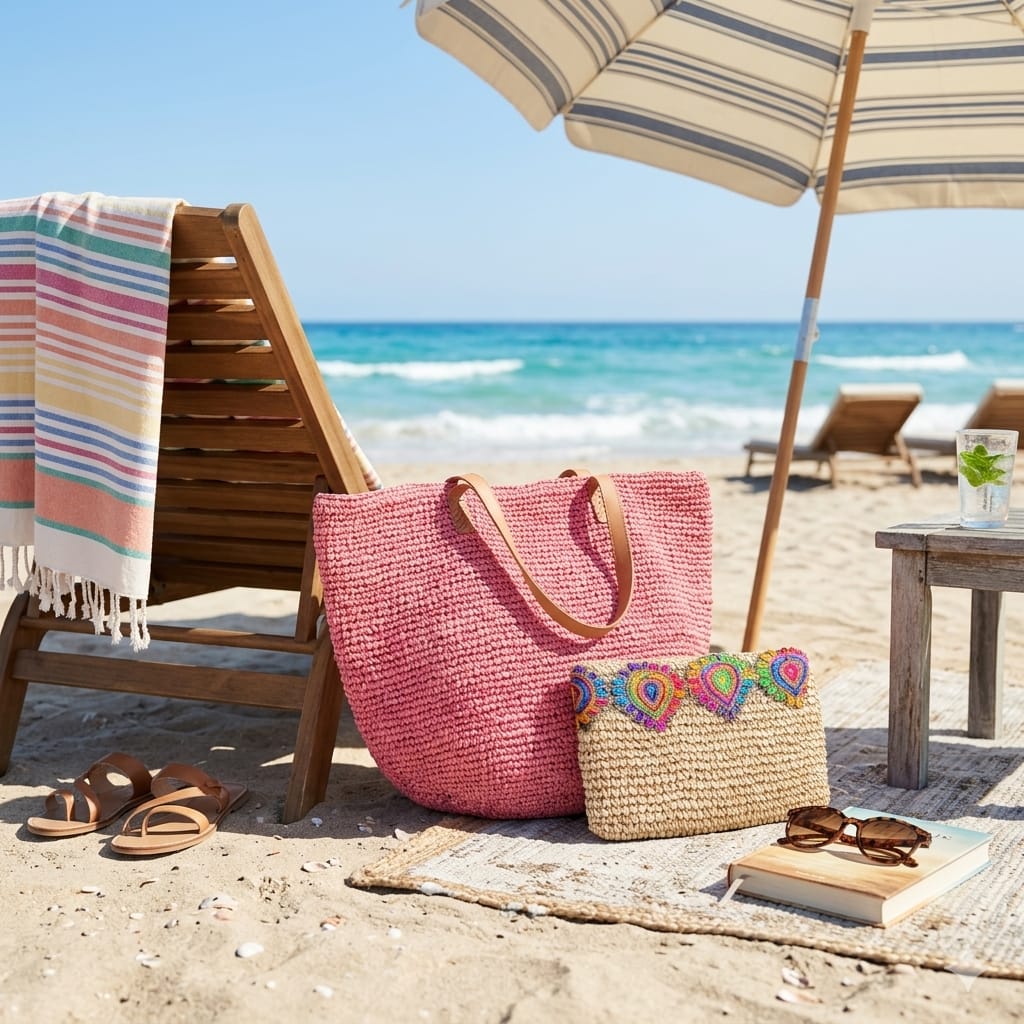 Sac en Raphia Rose - Collection Franca