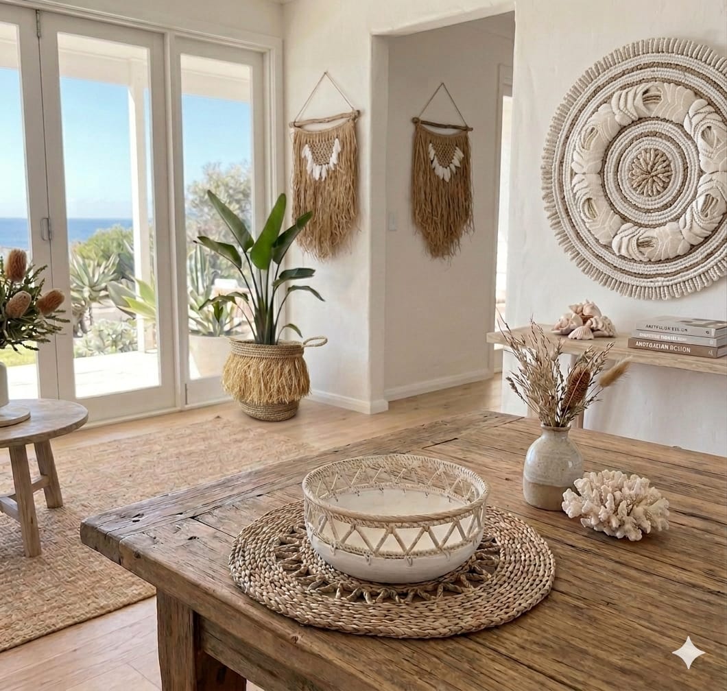 Ciotola Boho in legno e rattan