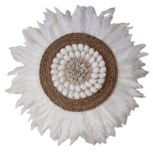 Decoración de Pared en Plumas y Conchas D 40 cm