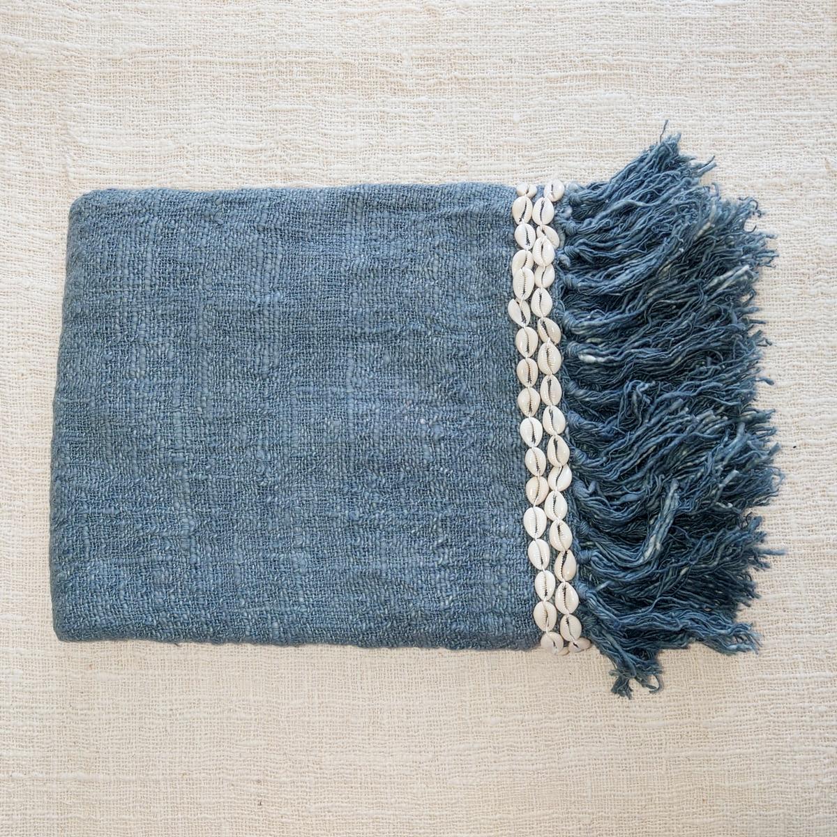 Manta Canga Gris con Conchas 140x200