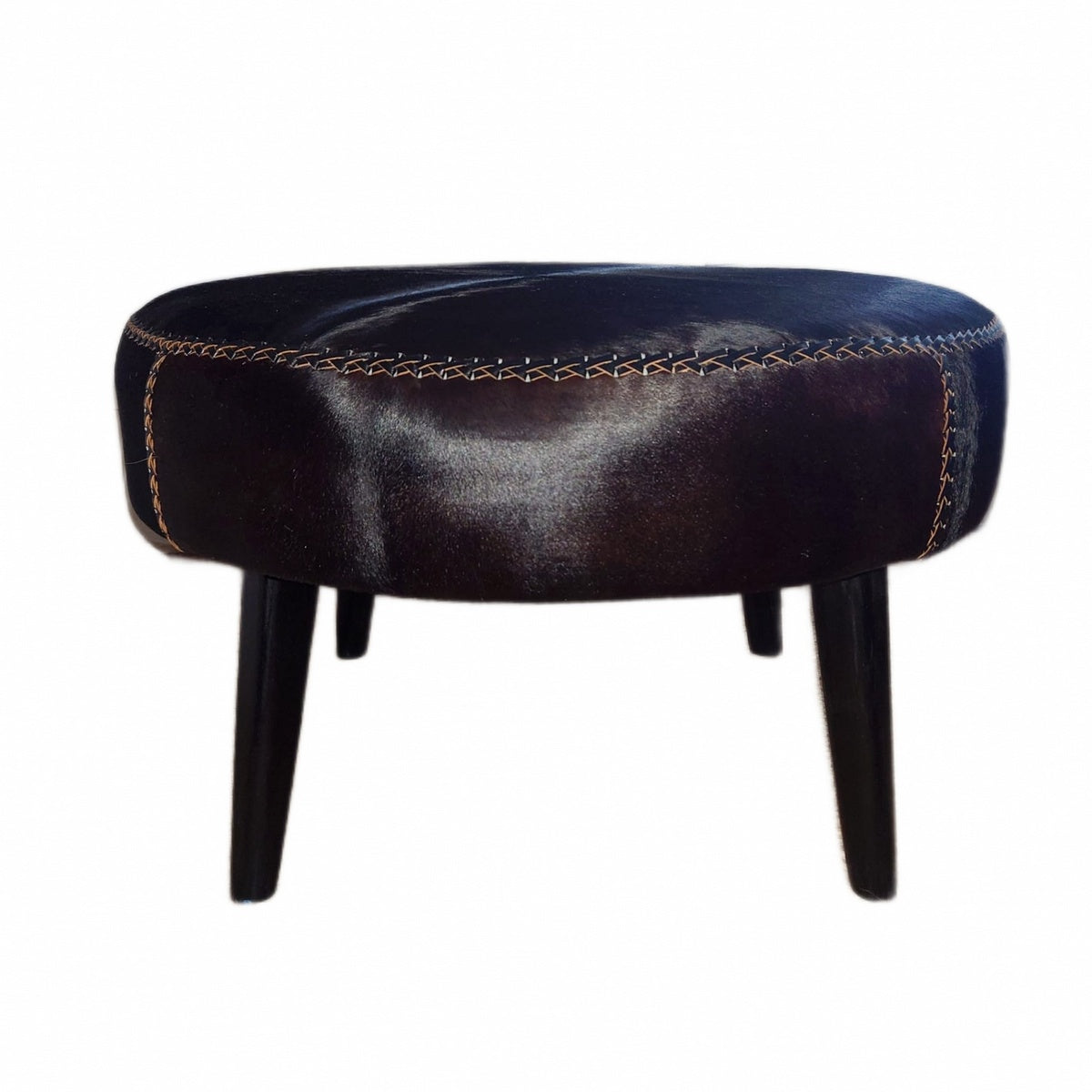 Table basse ronde en peau de vache